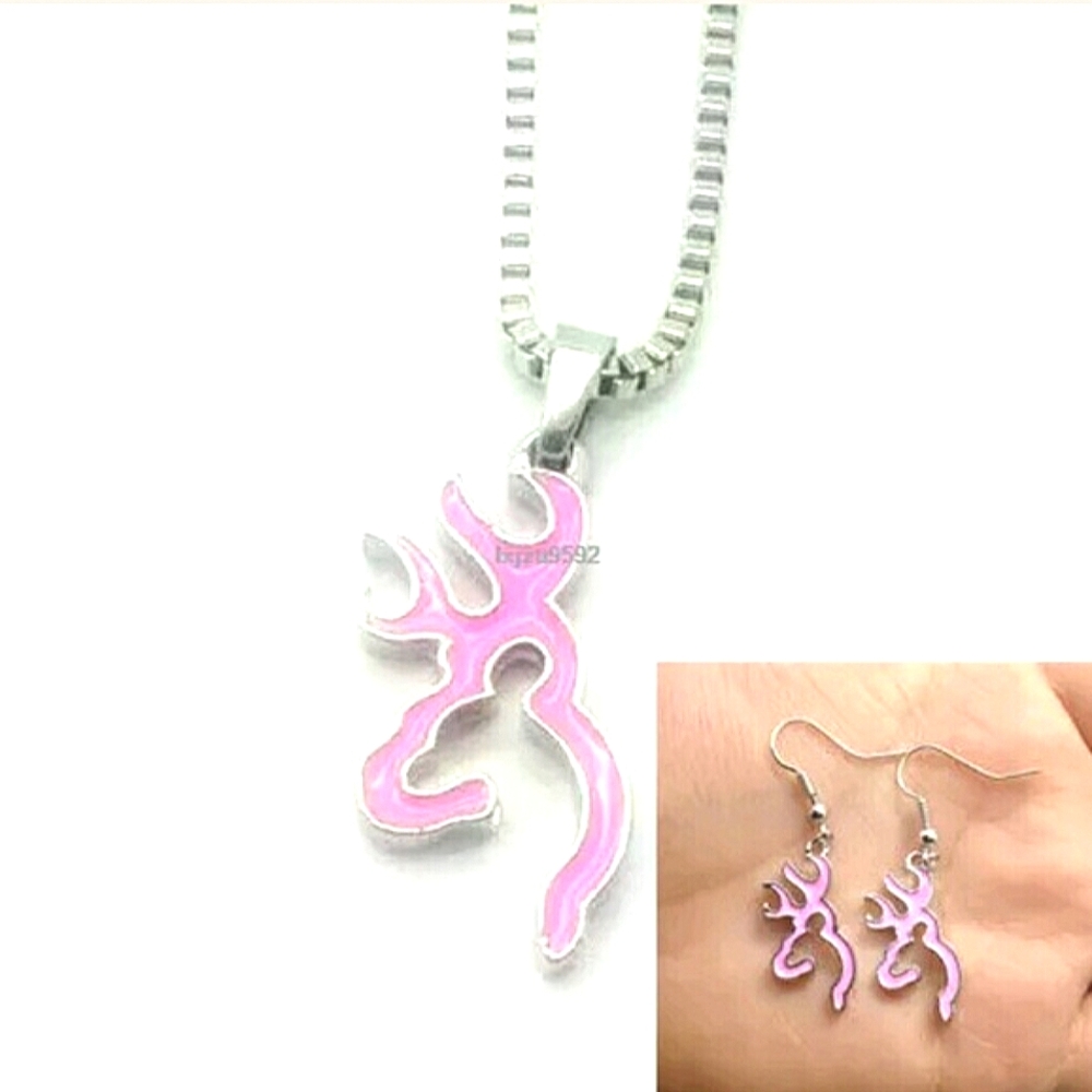 🆕 Necklace & Earring Set By Browning / Pink & Silver